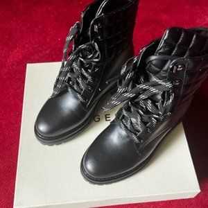 BRAND NEW M. GEMI COMBAT BOOTS! (Chic Black Leather Boots)- Size 6.5 (36.5)
